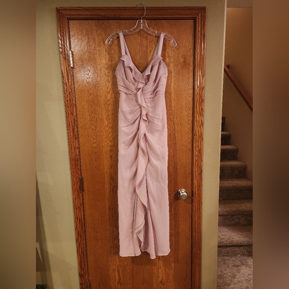 White by Vera Wang Dresses & Skirts - White by Vera Wang Pink Blush Ballet Bridesmaid Ruched Maxi Dress Gown Size 6